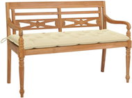 Batavia bench with creamy white cushion 150 cm solid teak 3062198 - Garden Bench