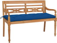 Batavia bench with blue cushion 150 cm solid teak 3062206 - Garden Bench