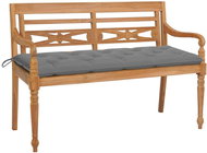 Batavia bench with gray cushion 150 cm solid teak 3062197 - Garden Bench