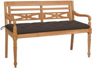 Batavia bench with taupe cushion 150 cm solid teak 3062204 - Garden Bench