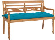 Batavia bench with light blue cushion 150 cm solid teak 3062200 - Garden Bench