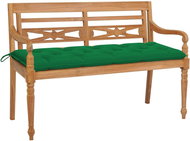 Batavia bench with green cushion 150 cm solid teak 3062201 - Garden Bench