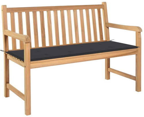 Garden Bench with Anthracite Cushion 120cm Solid Teak 3062676 - Garden Bench - Main image