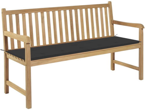 Garden Bench with Anthracite Cushion 150cm Solid Teak 3062703 - Garden Bench - Main image