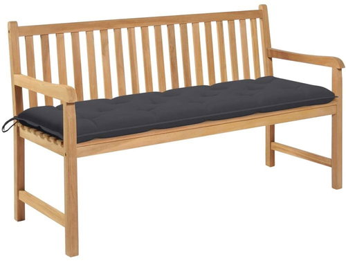 Garden Bench with Anthracite Cushion 150cm Solid Teak 3062718 - Garden Bench - Main image