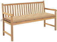 Garden Bench with Beige Cushion 150cm Solid Teak 3062721 - Garden Bench