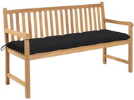 Garden Bench with Black Cushion 150cm Solid Teak 3062725 - Garden Bench