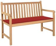 Garden Bench with Red Cushion 120cm Solid Teak 3062682 - Garden Bench