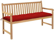 Garden Bench with Red Cushion 150cm Solid Teak 3062724 - Garden Bench