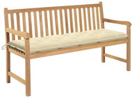 Garden Bench with Creamy White Cushion 150cm Solid Teak 3062720 - Garden Bench