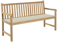 Garden Bench with Cream Cushion 150cm Solid Teak 3062705 - Garden Bench