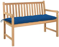 Garden Bench with Blue Cushion 120cm Solid Teak 3062701 - Garden Bench