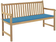 Garden Bench with Blue Cushion 150cm Solid Teak 3062707 - Garden Bench