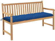 Garden Bench with Blue Cushion 150cm Solid Teak 3062728 - Garden Bench