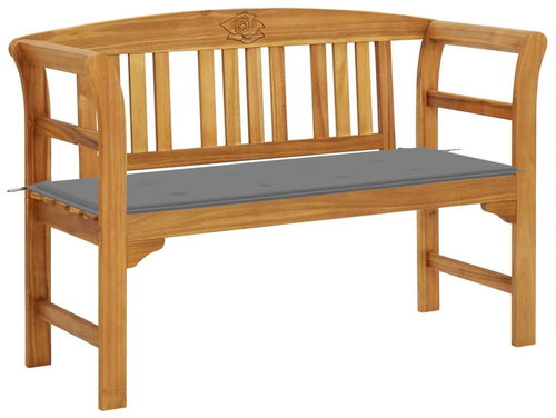 Garden bench with cushion 120 cm solid acacia wood 3064294 - Garden Bench - Main image