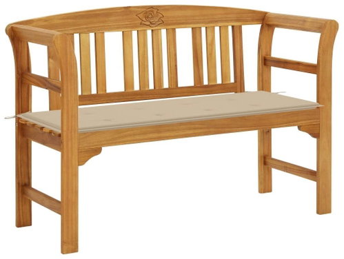Garden bench with cushion 120 cm solid acacia wood 3064296 - Garden Bench - Main image