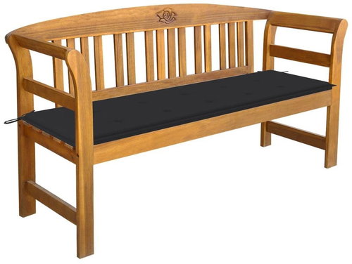 Garden Bench With Cushion 157 cm Solid Acacia Wood 3064266 - Garden Bench - Main image