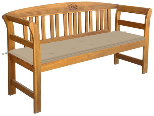 Garden Bench With Cushion 157 cm Solid Acacia Wood 3064269 - Garden Bench - Main image