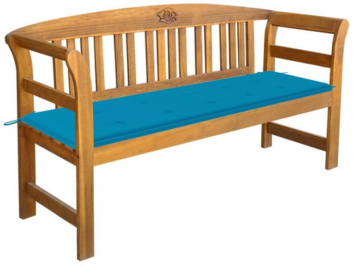 Garden Bench With Cushion 157 cm Solid Acacia Wood 3064270 - Garden Bench - Main image