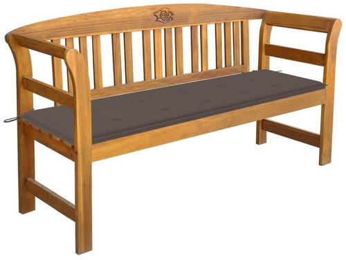 Garden Bench With Cushion 157 cm Solid Acacia Wood 3064274 - Garden Bench - Main image