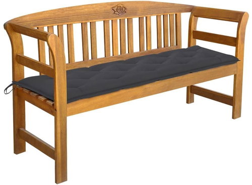 Garden Bench With Cushion 157 cm Solid Acacia Wood 3064281 - Garden Bench - Main image