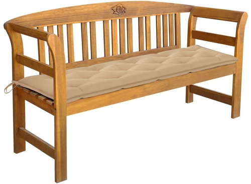 Garden Bench With Cushion 157 cm Solid Acacia Wood 3064284 - Garden Bench - Main image