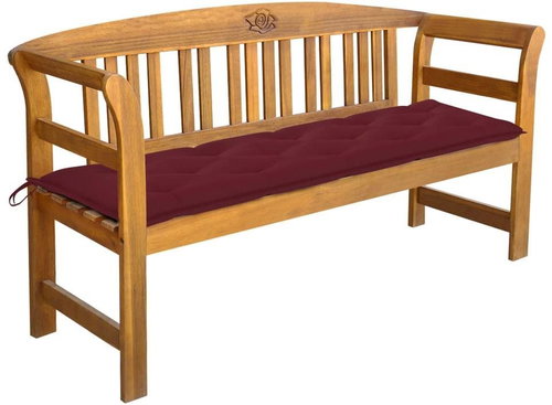 Garden Bench With Cushion 157 cm Solid Acacia Wood 3064290 - Garden Bench - Main image