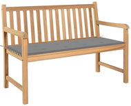 Garden Bench with Grey Cushion 120cm Solid Teak 3062677 - Garden Bench