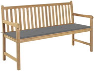 Garden Bench with Grey Cushion 150cm Solid Teak 3062704 - Garden Bench