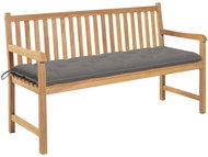 Garden Bench with Grey Cushion 150cm Solid Teak 3062719 - Garden Bench