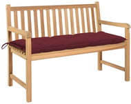 Garden Bench with Burgundy Cushion 120cm Solid Teak 3062700 - Garden Bench