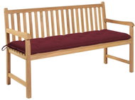 Garden Bench with Burgundy Cushion 150cm Solid Teak 3062727 - Garden Bench