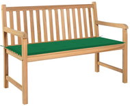 Garden Bench with Green Vushion 120cm Solid Teak 3062681 - Garden Bench