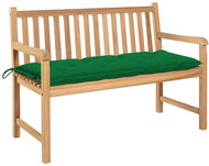 Garden Bench with Green Cushion 120cm Solid Teak 3062696 - Garden Bench