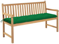 Garden Bench with Green Cushion 150cm Solid Teak 3062723 - Garden Bench
