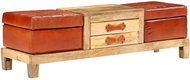 Úložná lavice masivní mangovník a pravé kůže 120 × 36 × 36 cm - Lavice