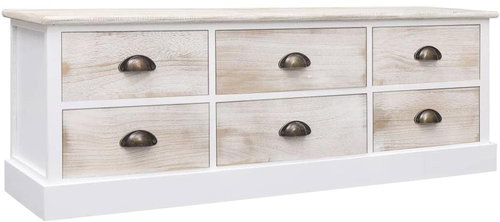 Lavice do předsíně bílá a světle hnědá 115 × 30 × 40 cm dřevo - Lavice - Main image