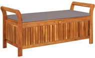 SHUMEE Zahradní úložná lavice s šedou poduškou 126 cm masivní akáciové dřevo - Zahradní lavice