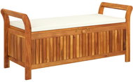 SHUMEE Zahradní úložná lavice s bílou poduškou 126 cm masivní akáciové dřevo - Zahradní lavice