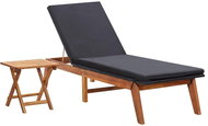 Garden Deck Chair with Table Polyrattan and Solid Acacia Wood - Garden Lounger