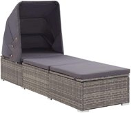 Garden deckchair with canopy and cushion polyrattan grey - Garden Bed