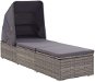 Garden deckchair with canopy and cushion polyrattan grey - Garden Bed