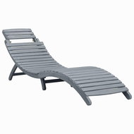 Garden Deck Greyish Solid Acacia - Garden Lounger