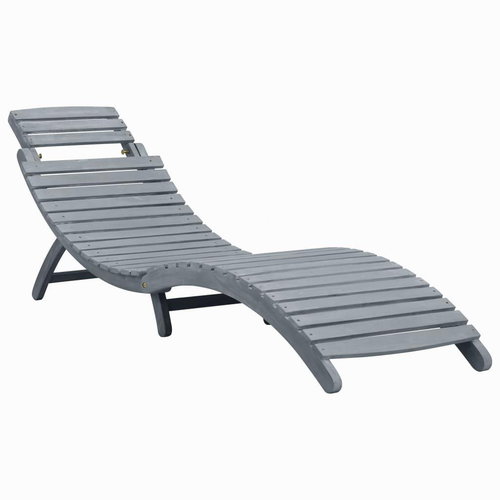 Garden Deck Greyish Solid Acacia - Garden Lounger - Main image