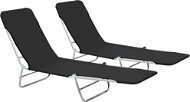 Folding garden chairs 2 pcs steel and black fabric - Garden Lounger