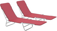 Folding garden chairs 2 pcs steel and red fabric - Garden Lounger
