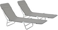 Folding garden chairs 2 pcs steel and gray fabric - Garden Lounger