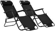 Folding garden chairs 2 pcs with black steel footrest - Garden Lounger