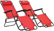 Folding Garden Chairs 2 pcs with Footrest Steel Red - Garden Lounger