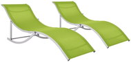 Folding Garden Chairs 2 pcs Green Textile - Garden Lounger